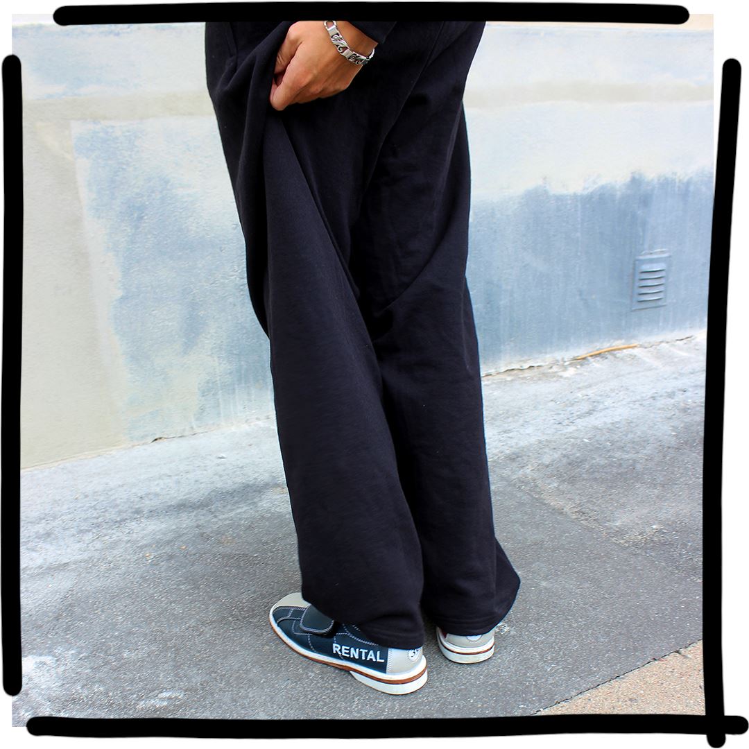 Sweatpants and bowling shoes! | loose black