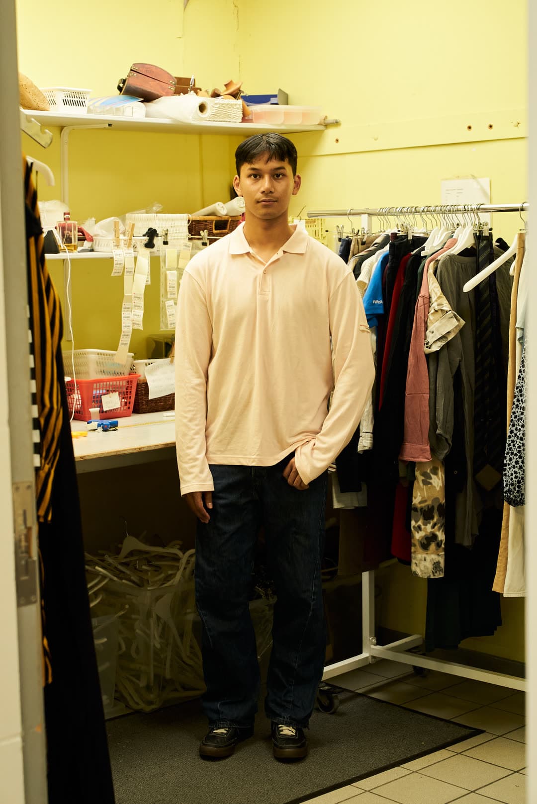 Red Cross volunteer wearing Boom Butik