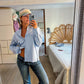 Sofie is 165 cm tall and wears size S. | light blue