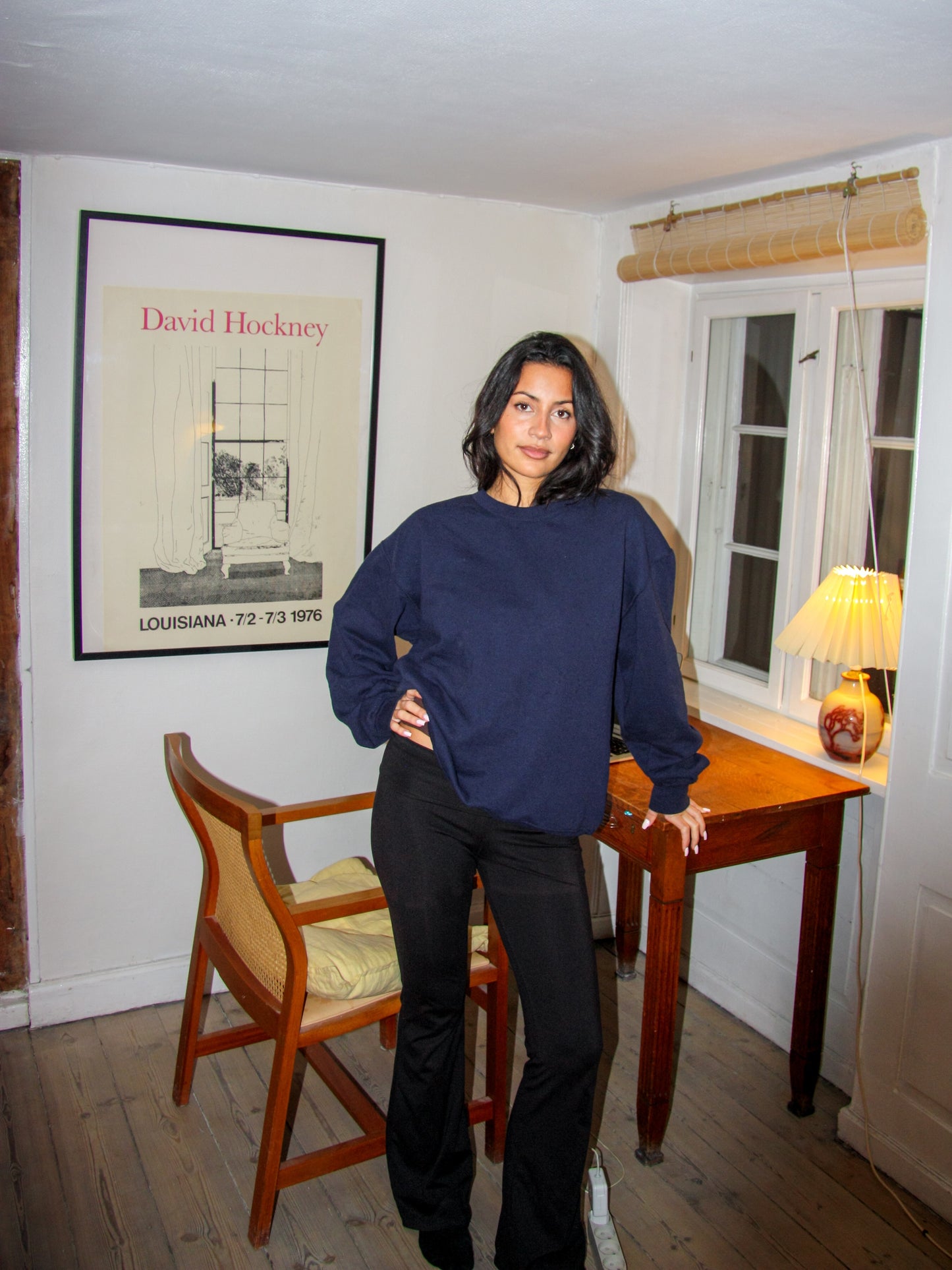 Sofie is 165 cm tall and wears size S. | dark blue