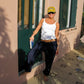 Sofie is 165 cm tall and wears size M. | elasticated black