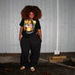 Laki is 163 cm tall and wears size XXXL. | elasticated black