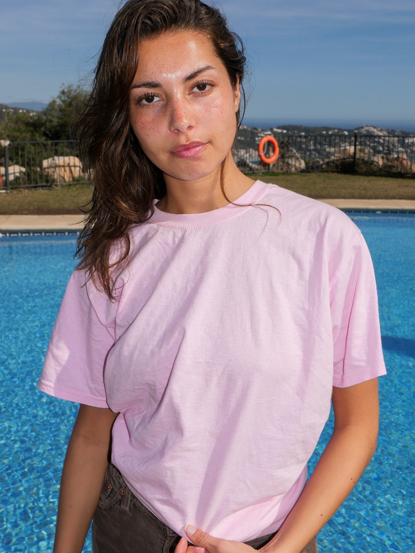 Anso is 164 cm tall and wears size M. | light pink