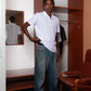 Youssouf is 189 cm tall and wears size L. | white
